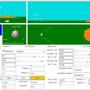 Screen capture of a baseball field for the BallKiosk simulation