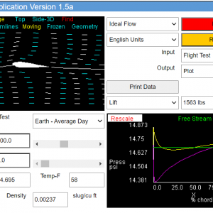Screen capture of an airfoil simulator