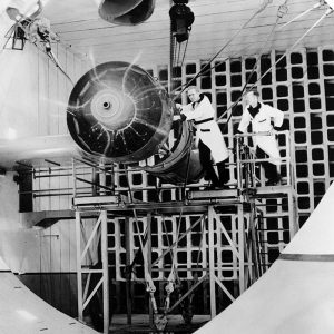 Reciprocating engine on test stand in the Prop House