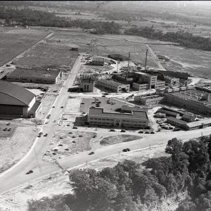 Aerial view of engine lab construction.