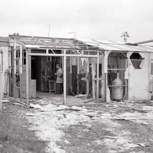 Exterior of damaged test cell.