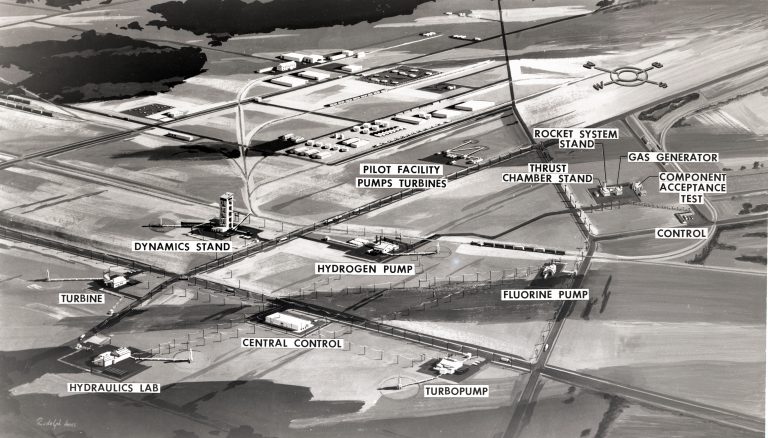Drawing depicting locations of various Rocket Systems Area sites