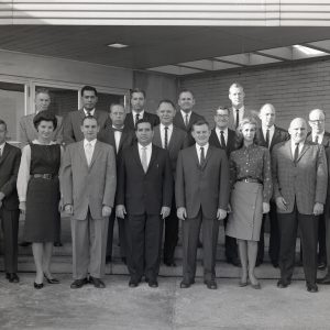 RETF staff members gather in front of the Rocket Operations Building (10/10/1962).