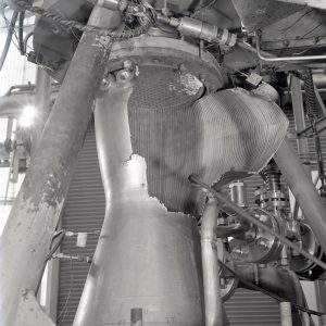 Destroyed engine in test stand