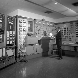 Test engineers monitor A Site controls inside the H Control Building