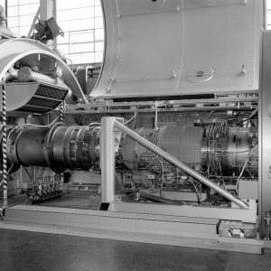 A Pratt & Whitney TF-30 turbofan engine installed in PSL No. 1.