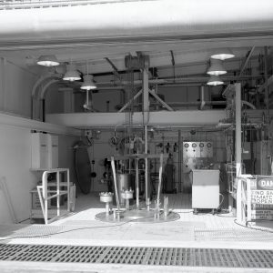 Shop area in Rocket Engine Test Cell Building with doors open (1972)