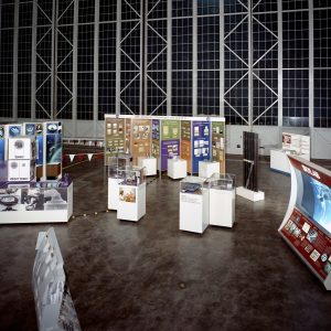 Exhibits in hangar.