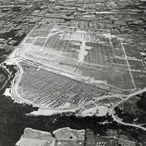 Aerial view of site and airport.