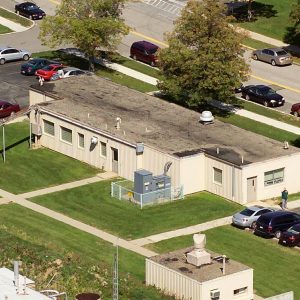 Aerial view of the Service Building.