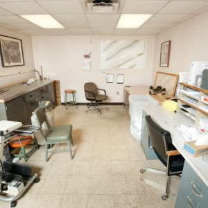 Therapy control room with desks.