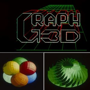 Three screenshots of GRAPH3D computer generated graphics.