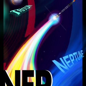 Artist poster for the Nuclear Electric Propulsion (NEP) to Triton mission.