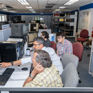 Mike Kardohly, Louis Chestney (ZIN Technologies), Professor Ali Mohraz, Herman Ching (UC-Irvine), Andrea Marchica (NASA). ACE-T5 Experiment Site visit and ground simulation with Science Team from the University of California-Irvine, August 13-14, 2019.