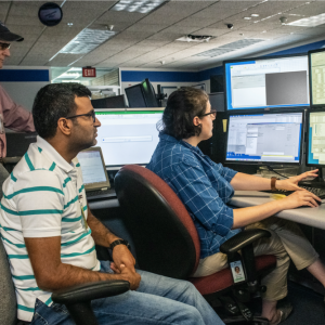 Ron Sicker (NASA), Chandan Kundan (PENN), Andrea Marchica (Zin Technologies). ACE-T4 Experiment Site visit and ground simulation with Chandan Kundan from the University of Pennsylvania July 23-25, 2019.