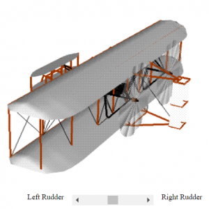 Screen capture of an Aircraft's Rudders simulation