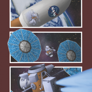 Artist litho-style rendering of the Solar Electric Propulsion (SEP) Payload Transport.