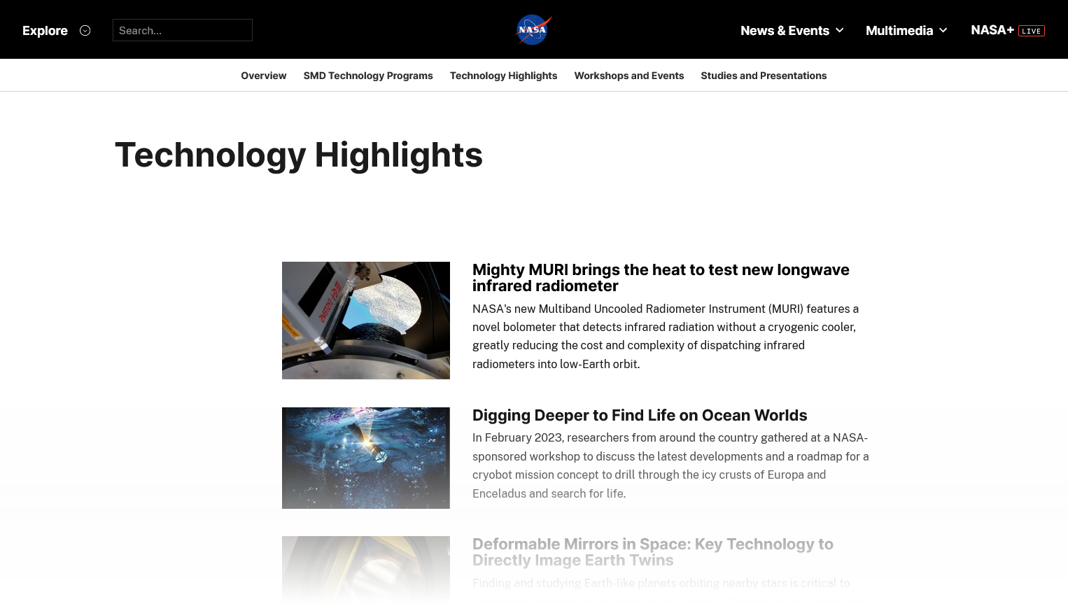 Technology Highlights - NASA Science