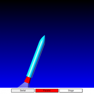 Screen capture of a launched rocket simulation