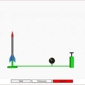 Screen capture of a Stomp simulator displaying a rocket soon to be launched