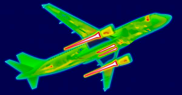 Image of heat distribution in an aircraft.