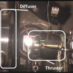 Thruster in test chamber.