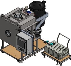 A CAD Model of the Vacuum Operations in Dust Environment (VOiD) test rig located in the Engine Research Building at NASA's Glenn Research Center.