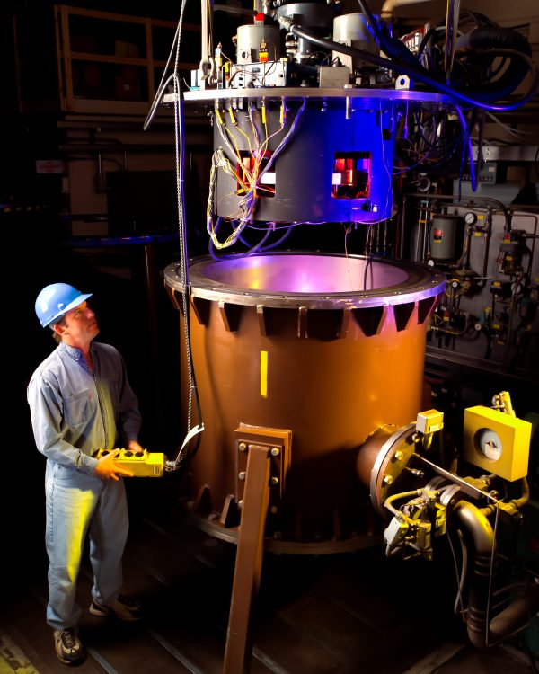 Image of the Dynamic Spin Rig being worked on at NASA's Glenn Research Center
