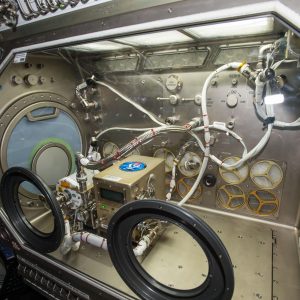 NASA Image: ISS042E152842 - View of the CSLM-2 hardware (Sample Processing Unit and the Electronics Control Unit) following setup in the Microgravity Science Glovebox (MSG).