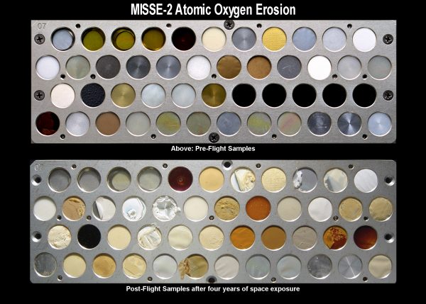 test surface kit showing atomic oxygen erosion.