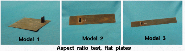 Aspect ratio test and flat plates of models 1, 2, and 3