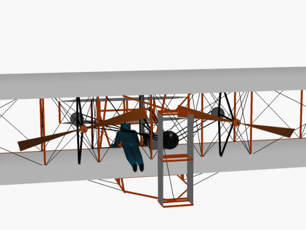 Computer animation of the Wright 1903 aircraft engine propellers