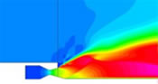 Mach contours from seven-species frozen chemistry simulation of rocket engine exhaust