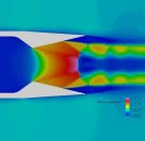Mach contours from off-design analysis of a supersonic cruise nozzle.